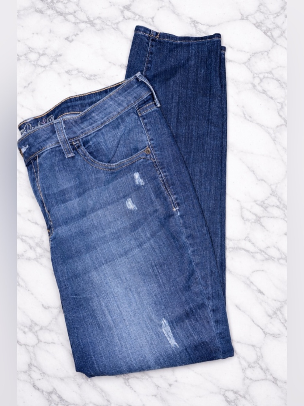 Old Navy Rockstar Skinny Jeans Size 16 Medium Wash Distressed Stretch High Rise